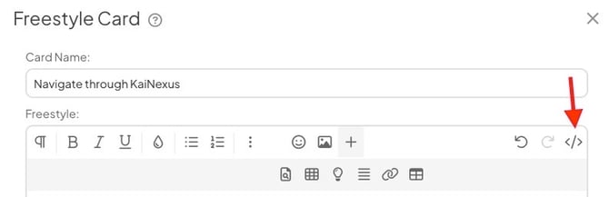 Freestyle Card Edit Window - Code View
