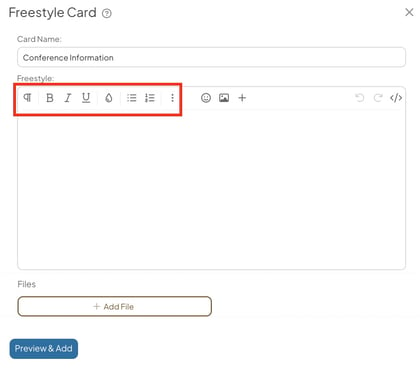 Freestyle Card Edit Window - HTML Bar