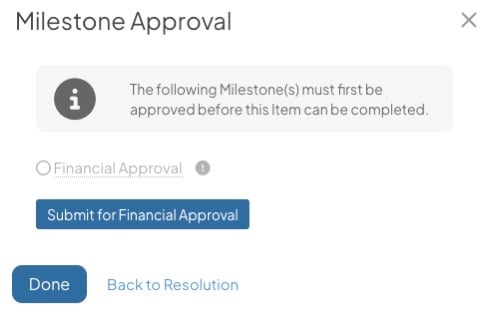 Milestone Approval Modal