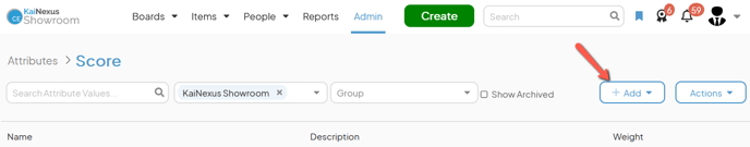 An Attribute Types admin page with an arrow pointing to the Add button