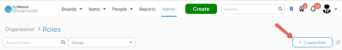 The Roles admin page with an arrow pointing to Create Role
