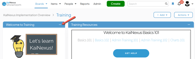 A Board with an arrow pointing to a Freestyle Cards ellipsis