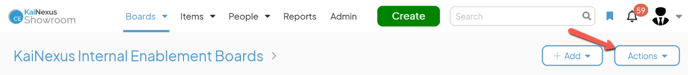 A Board with an arrow pointing to the Actions button