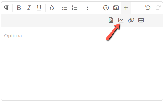 A text area with an arrow pointing to the Insert Chart icon