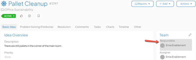 An Item work panel with an arrow pointing to where to click to use inline editing on a Team Role