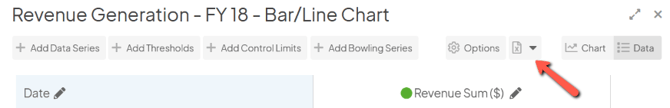The Edit Data window with an arrow pointing to the Excel icon