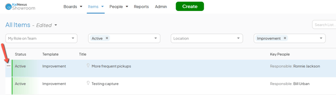 Single field edit on lists - ellipsis - arrow