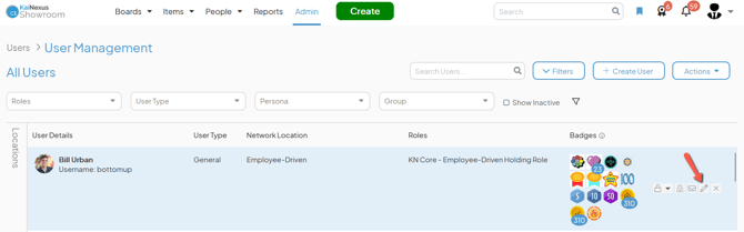 The People page with an arrow pointing to a users Edit Profile button