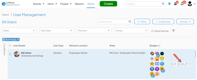 The People page with an arrow pointing to a users Notification Preferences button