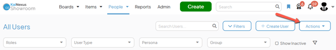 The People page with an arrow pointing to the Action button